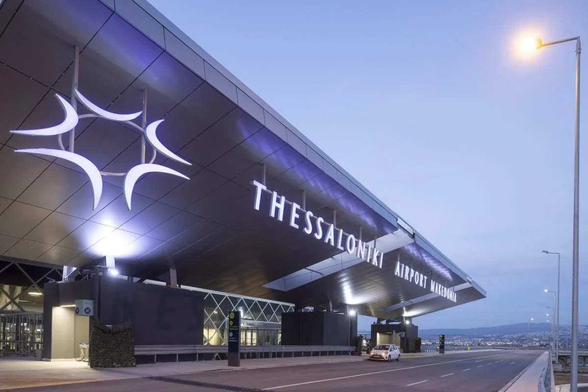 Terminal entrance at Thessaloniki Airport Makedonia, Greece